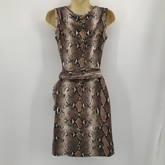 DVF Diane von Furstenberg New Della python camo shift dress silk tan snake new 2 - Picture 3 of 6